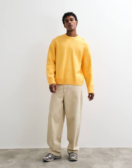 Jack & Jones embroidered logo jumper in yellow, 2 of 5