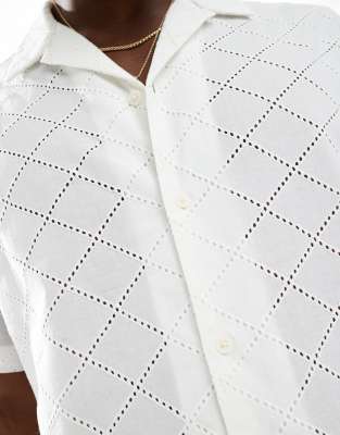 Jack & Jones Embroidered Pattern Shirt In White