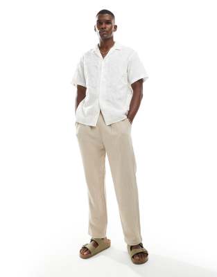 Jack & Jones Embroidery Short Sleeve Shirt In White