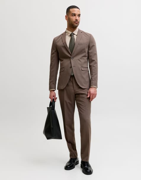 Jack & Jones enkelrijige blazer en pantalon in morel - view 1