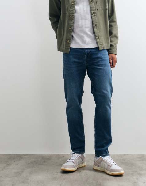 Jack & Jones Eric straight tapered jeans in mid blue - view 1