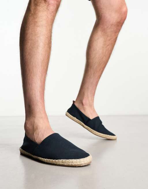 Men's Espadrilles, Black, White & Leather