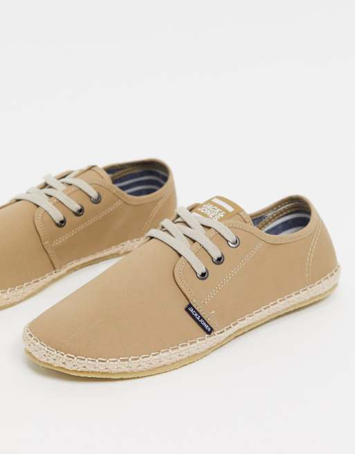 Jack & Jones – Espadrilles zum Schnüren in Beige