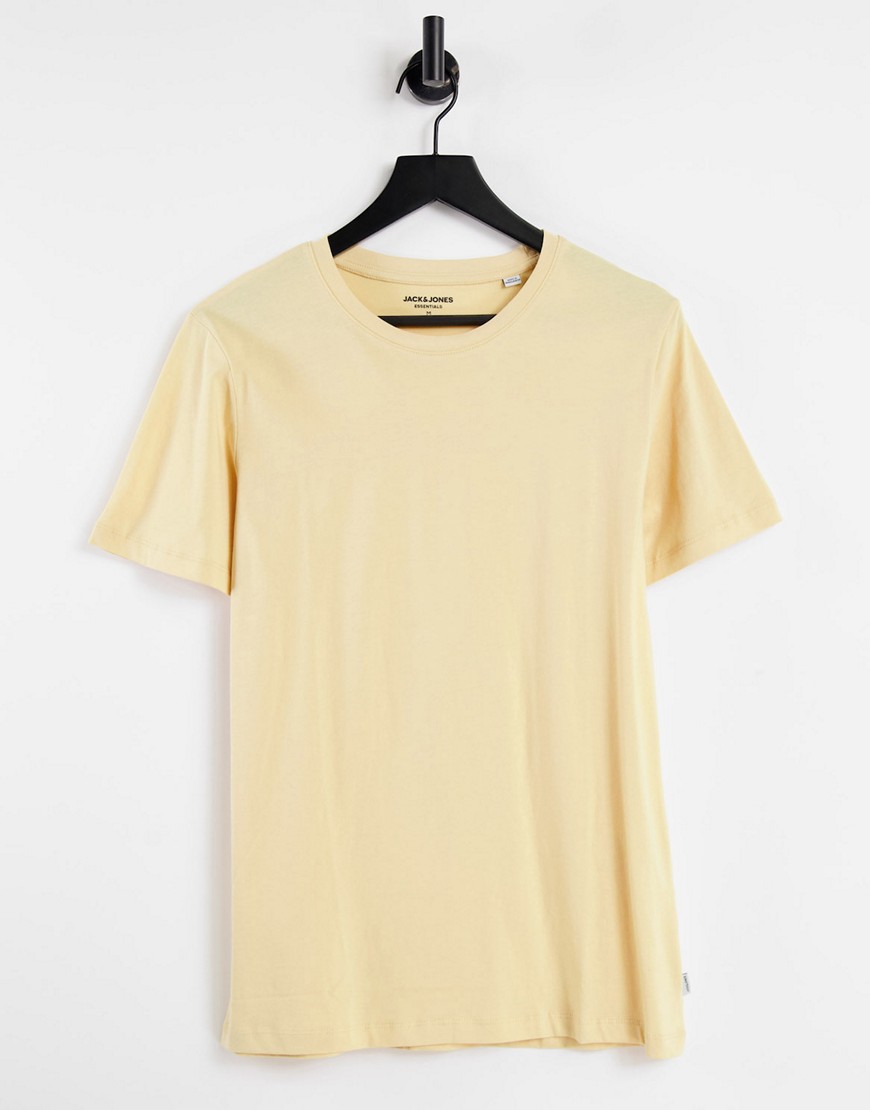 Jack & Jones essential crew neck T-shirt in pale yellow