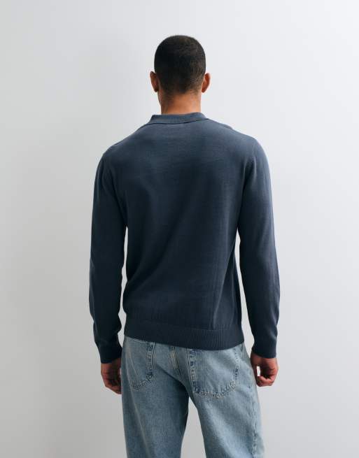 Jack & Jones essential gebreide polo met knopen in leigrijs, 5 van 5