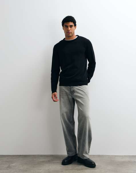 Jack & Jones essential knit jumper in black - view 1