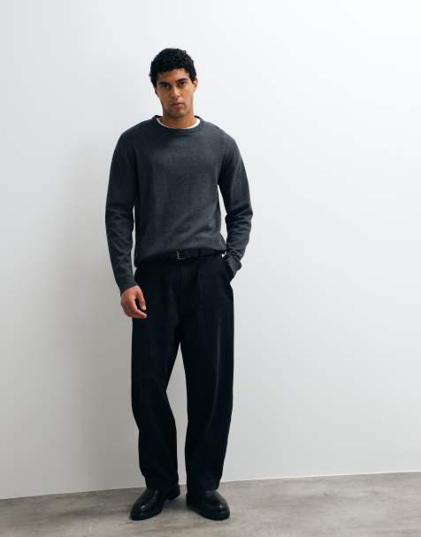Jack & Jones essential knit jumper in dark grey - view 1