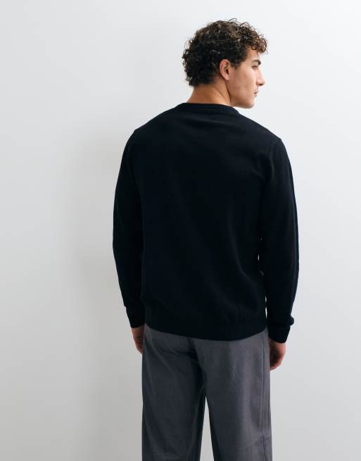 Jack & Jones essential knit v-neck jumper in black, 4 of 5