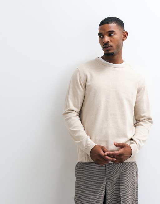 Jack & Jones essential stickad tröja i beige, 3 av 5