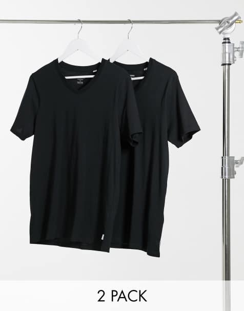 Jack & Jones – Essentials 2er-Pack - Schmal geschnittenes T-Shirt mit V-Ausschnitt in Schwarz - view 1