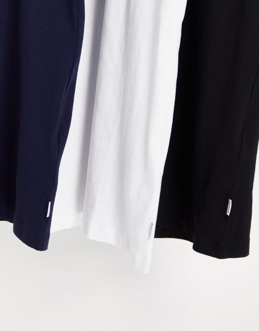 Jack & Jones Essentials – 3er-Pack Baumwoll-T-Shirts in Schwarz/Weiß/Marineblau - MULTI, 3 von 4