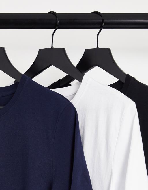 Jack & Jones Essentials – 3er-Pack Baumwoll-T-Shirts in Schwarz/Weiß/Marineblau - MULTI, 4 von 4