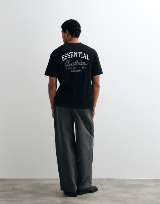 Jack & Jones essentials backprint t-shirt in black, 5 of 5
