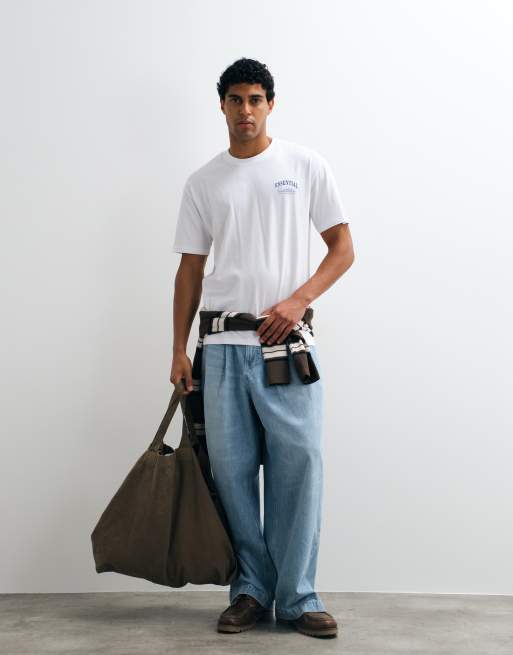 Jack & Jones essentials backprint t-shirt in white, 2 of 5