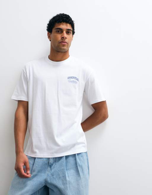 Jack & Jones essentials backprint t-shirt in white, 3 of 5