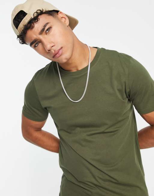 Jack & Jones Essentials – Bawełniany T-shirt z okrągłym dekoltem w kolorze khaki – MGREEN