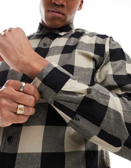 Jack & Jones Essentials – Beige, buffalorutig flanellskjorta, 2 av 4