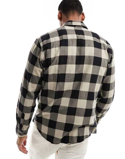 Jack & Jones Essentials - Beige flonelskjorte med buffalo-tern, 4 af 4