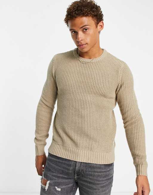 Jack & Jones Essentials – Beżowy sweter z grubej dzianiny 