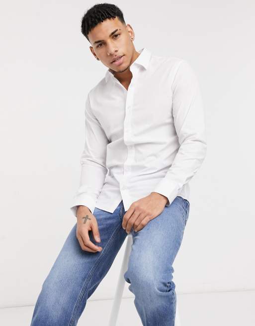 Jack & Jones – Essentials – Biała elegancka koszula o dopasowanym kroju