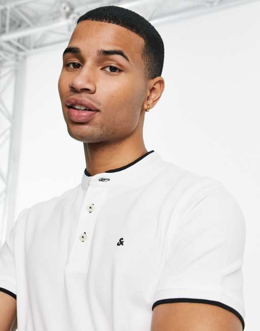Jack & Jones Essentials – Biała koszulka polo ze stójką i lamówkami, 2 z 4