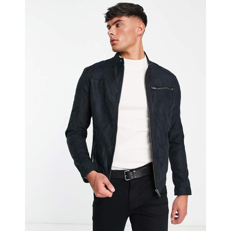 Suede black moto on sale jacket