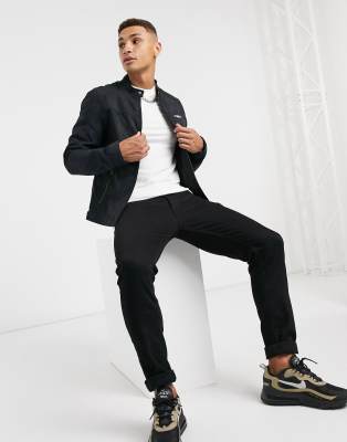 Essentials biker jacket in faux suede black