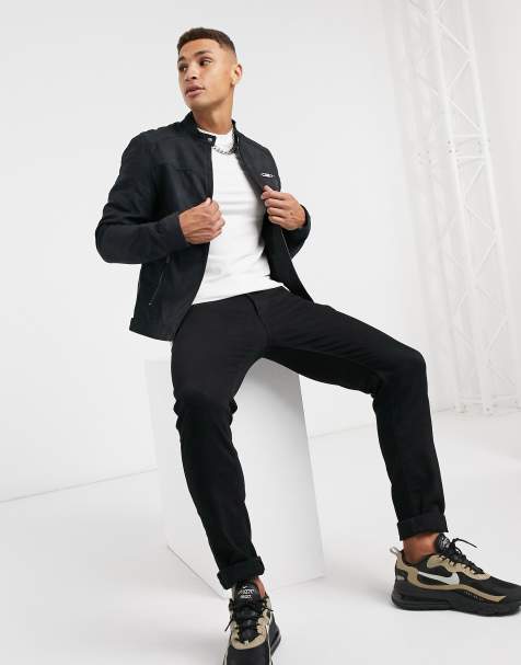 Jack & Jones Essentials biker jacket in faux suede black - view 1