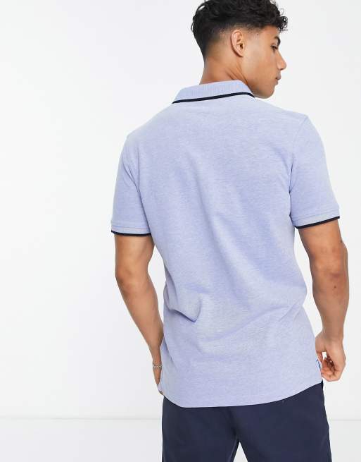 Jack & Jones – Essentials – Blaues Pikee-Polohemd mit Zierstreifen in schlanker Passform, 2 von 4