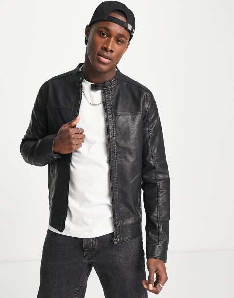 Veste en cuir homme asos hot sale