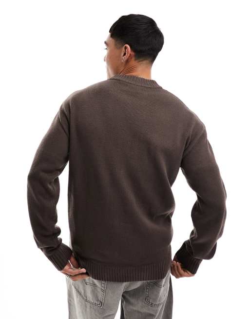 Jack & Jones Essentials – Brązowy dzianinowy sweter z obniżoną linią ramion, 3 z 4
