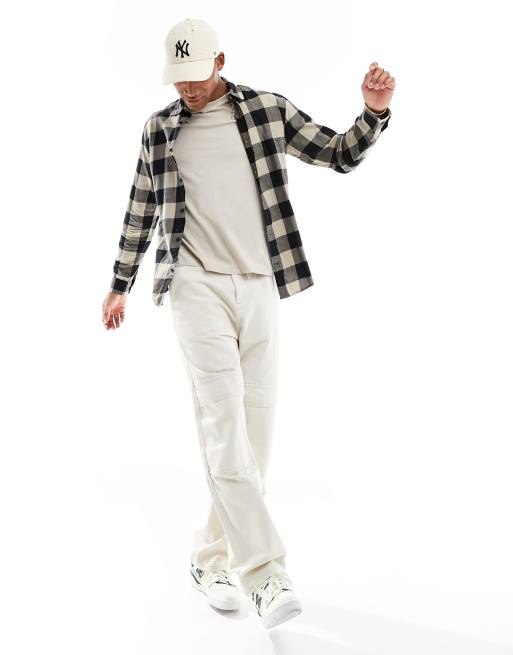 Jack & Jones Essentials – Buffalo – Beżowa flanelowa koszula w kratkę, 3 z 4