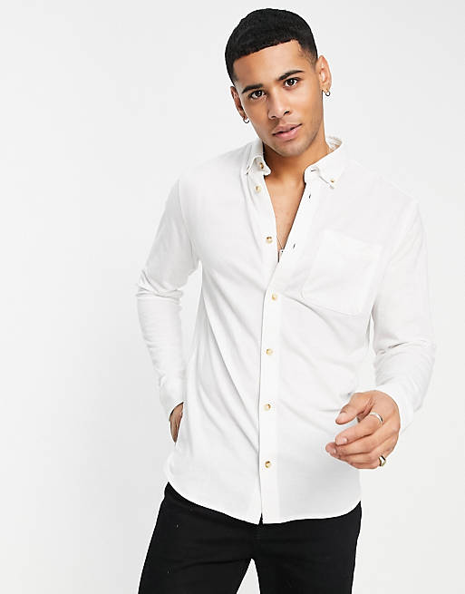 Men Jack & Jones Essentials button down shirt in white 