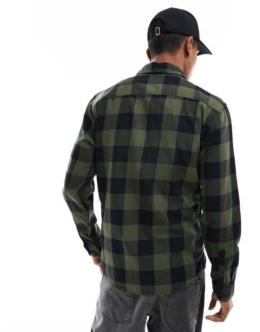 Jack & Jones Essentials - Camicia a quadri buffalo kaki e nera, 4 di 4