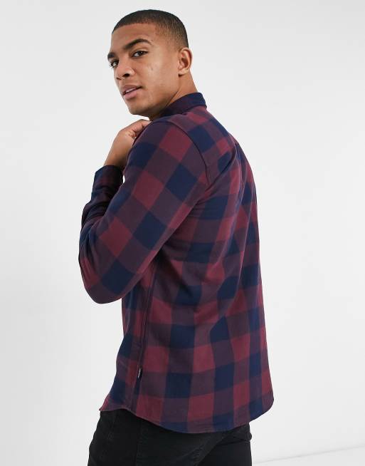 Jack & Jones Essentials - Camicia bordeaux a quadri stile buffalo, 2 di 4