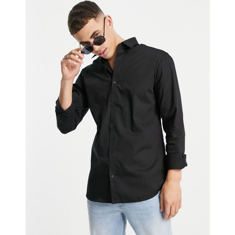 Uomo Camicie tinta unita Jack & Jones - Essentials - Camicia elegante slim da non stirare nera