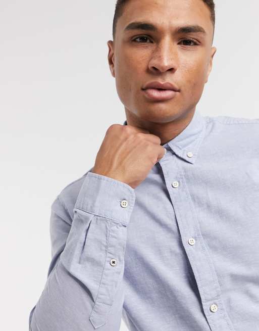 Jack & Jones Essentials - Camicia slim in misto lino azzurro, 3 di 4
