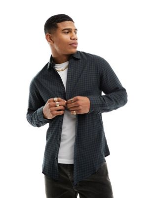 Jack & Jones Essentials check shirt in green and blue  - ASOS Price Checker