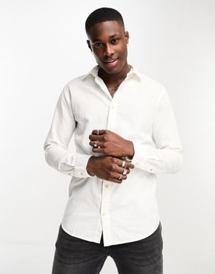 Jack & Jones Essentials linen shirt in white - ASOS Price Checker