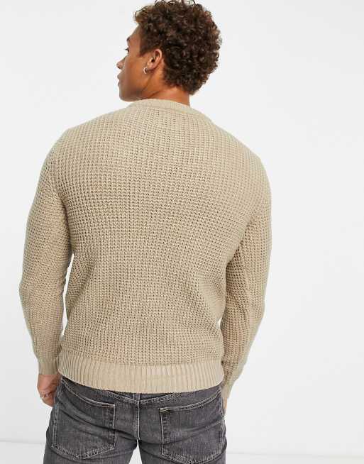 Jack & Jones Essentials chunky knit sweater in beige