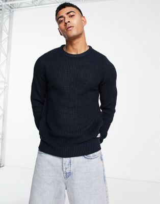 Jack & Jones Essentials chunky knitted jumper in navy
