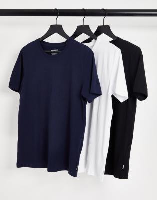 Jack & Jones Essentials cotton 3 pack t-shirt in black/white/navy - MULTI - ASOS Price Checker