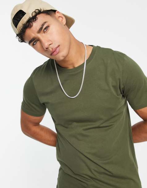 Jack & Jones essentials crew neck t-shirt in cotton in khaki green - view 1