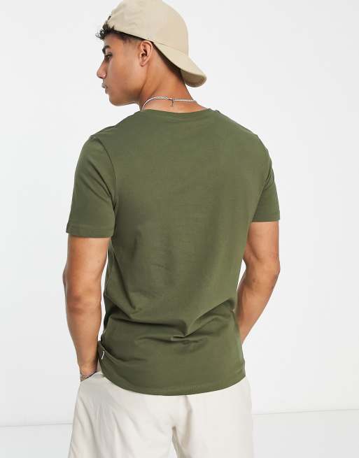 Jack & Jones essentials crew neck T-shirt in cotton in khaki green, 2 of 4