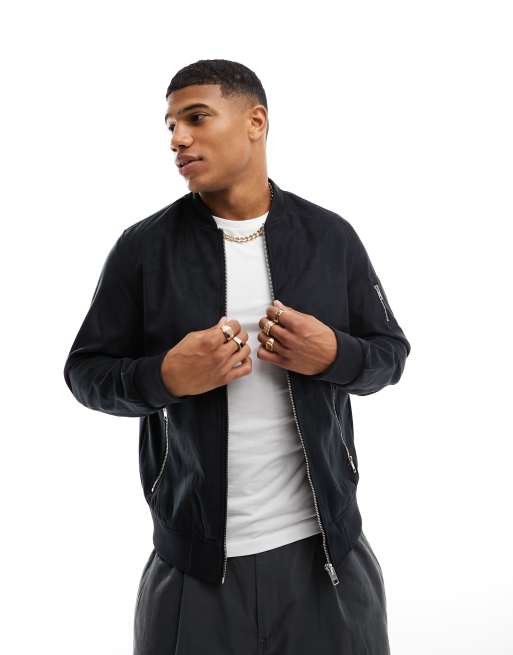 Jack & Jones Essentials – Czarna kurtka bomberka zapinana na zamek z imitacji zamszu