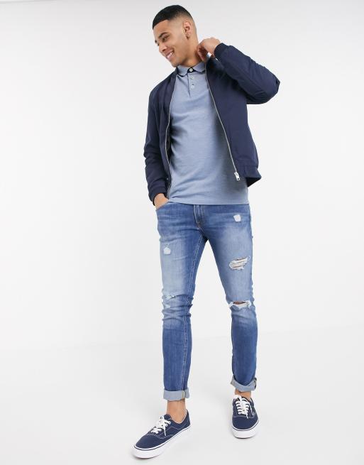 Jack & Jones – Essentials – Dopasowana niebieska koszulka polo z piki z logo, 4 z 4