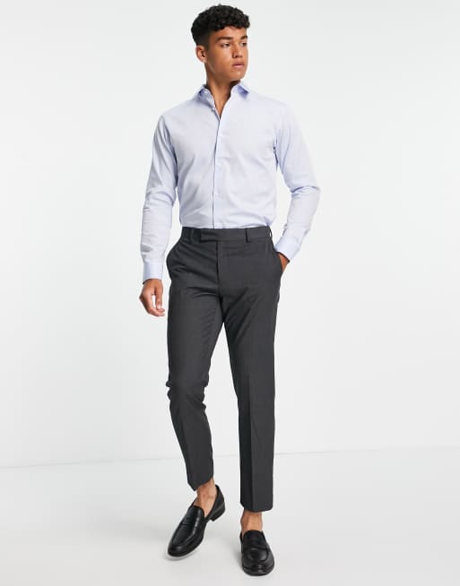 Jack & Jones - Essentials - Elegant skjorte i blåt, strygelet stof i super slim fit, 3 af 4