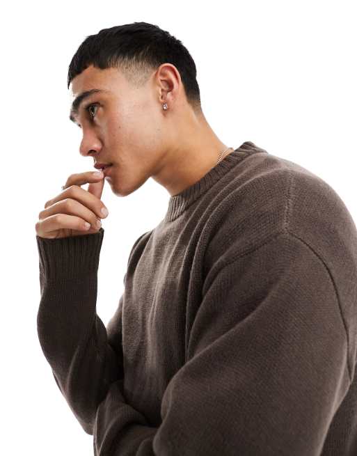 Jack & Jones Essentials - Gebreide trui met verlaagde schouders in bruin, 2 van 4