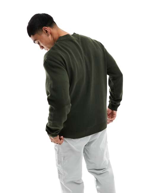 Jack & Jones Essentials - Gebreide trui met verlaagde schouders in groen, 2 van 4