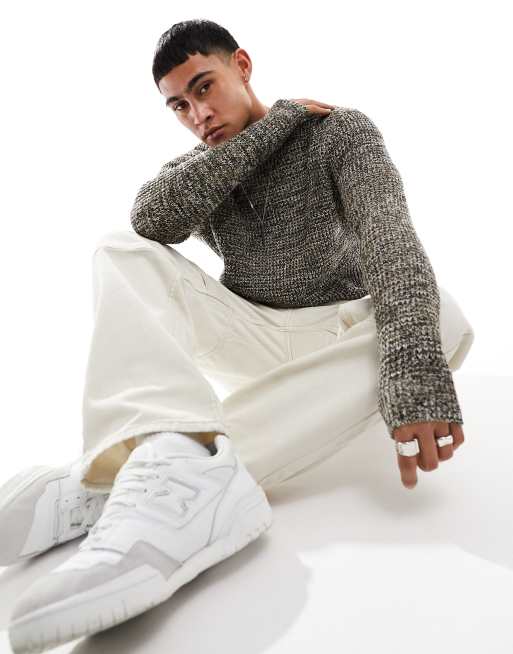 Jack & Jones - Essentials - Geribbelde trui in gemêleerd grijs